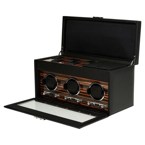 WOLF ROADSTER TRIPLE WATCH WINDER WITH STORAGE BLACK 457356