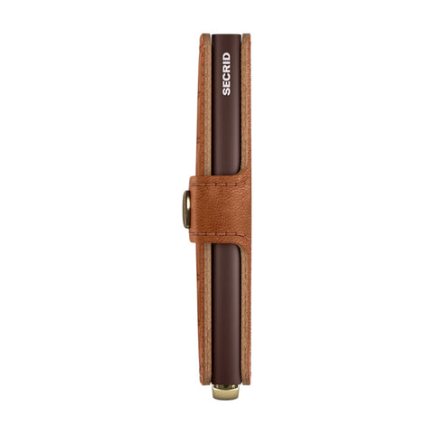 PORTAFOGLIO PREMIUM MINIWALLET EMBOSS LINES + SECRID COGNAC