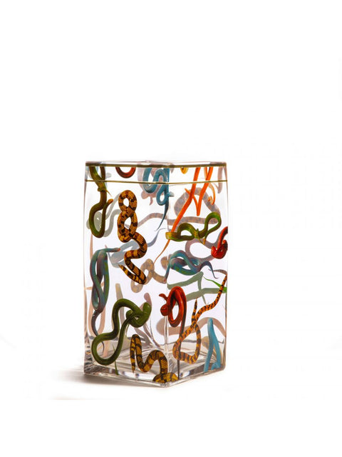 "VASO IN VETRO TOILETPAPER SELETTI CM.15X15 H.30 SNAKES ART. 14151"