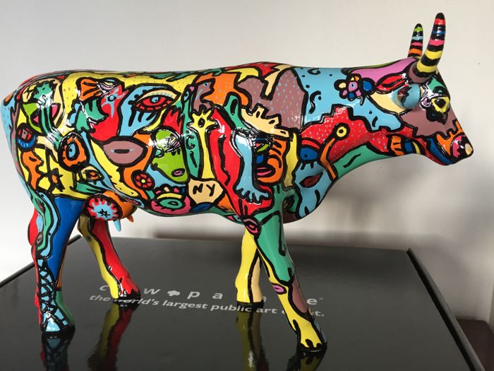 Cow Parade - Mythic Art Cow, French Moodle, Welcome 2024 to Fabulous LV, Tie Dyed