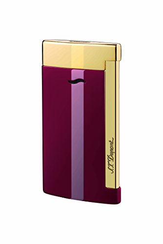 DUPONT SLIM 7 LIGHTER LOTUS RED &amp; GOLD ART 027707