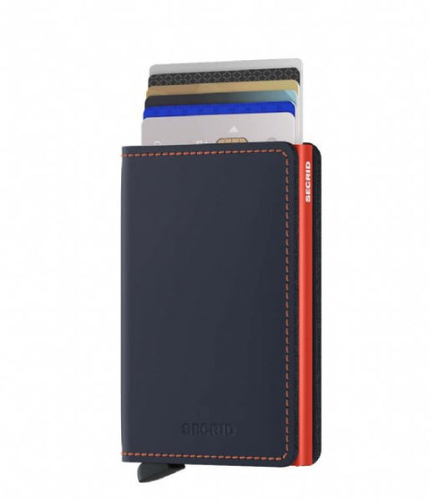 "SLIMWALLET SECRID MATTE NIGHTBLUE & ORANGE"